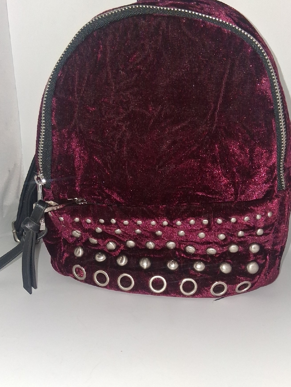 Madden Girl Velvet Studded Mini Backpack - Burgundy